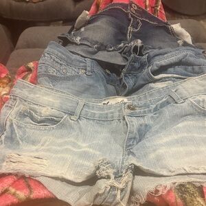Wet Seal Light and Dark Blue Jean Shorts